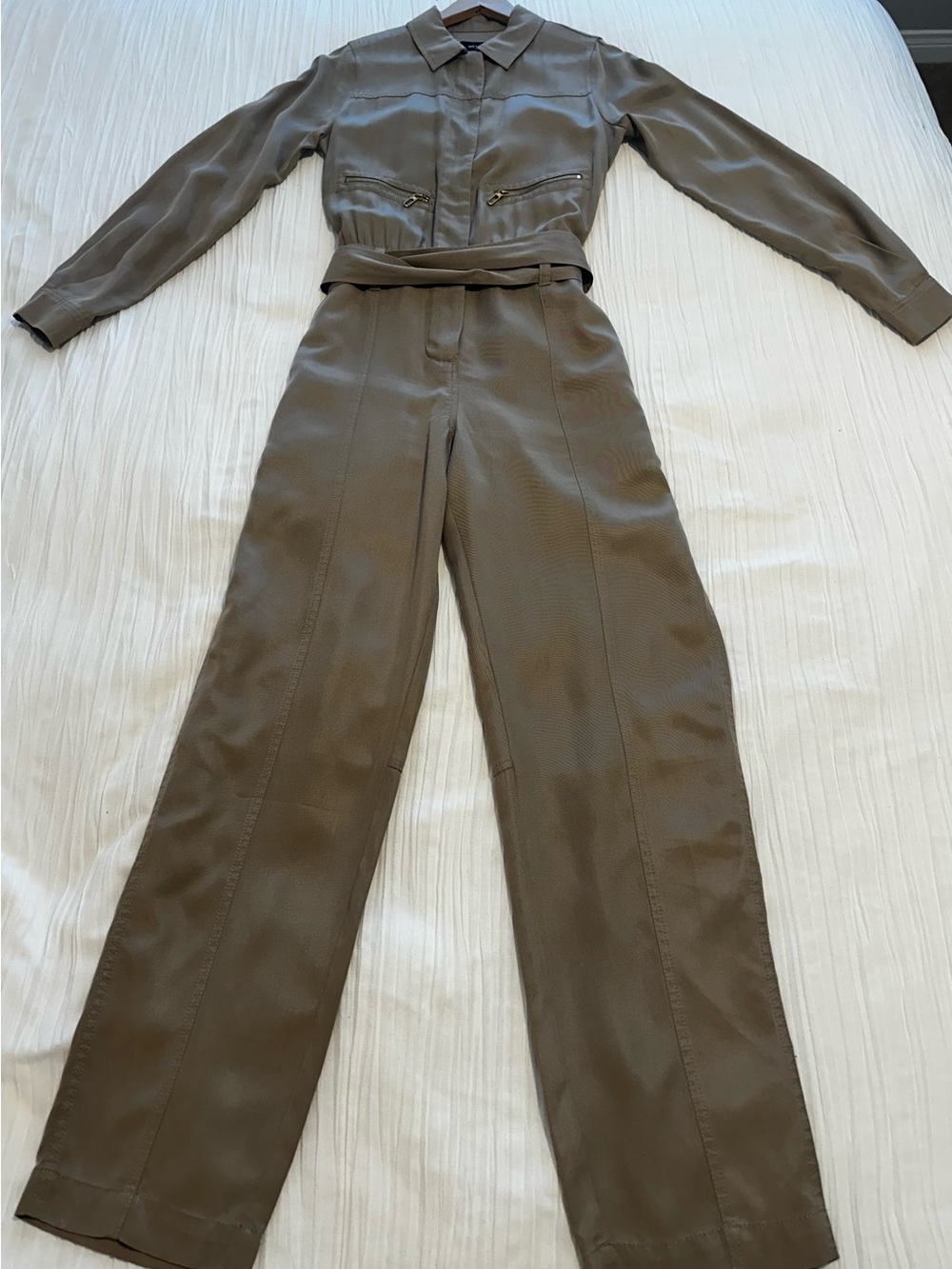 ME+EM Taupe Utility Tie-Waist Jumpsuit with Zip Pockets - Picture 4 of 14